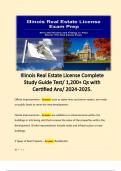 Illinois Real Estate License Complete Study Guide Test/ 1,200+ Qs with Certified Ans/ 2024-2025.  