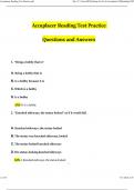 Accuplacer Reading Test Practice Updated Questions and Answers (2024/2025) (Verified Answers)