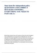 State farm fire independent policy QUESTIONS AND CORRECT DETAILED ANSWERS | EVERYTHING YOU NEED TO PASS with A+