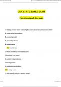 CNA State Board Exam Updated Questions and Answers (2024/2025) (Verified Answers)