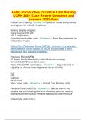 AANC Introduction to Critical Care Nursing CCRN 2024 Exam Review Questions and Answers 100% Pass