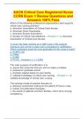 AACN Critical Care Registered Nurse CCRN Exam 1 Review Questions and Answers 100% Pass