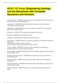 APSC 151 Exam (Engineering Geology and the Biosphere) with Complete Questions and Answers