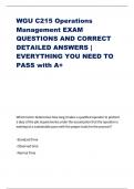 WGU C215 Operations Management EXAM QUESTIONS AND CORRECT DETAILED ANSWERS | EVERYTHING YOU NEED TO PASS with A+