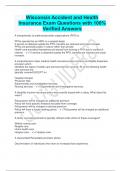 Wisconsin Accident and Health  Insurance Exam Questions with 100%  Verified Answers