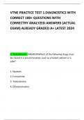 VTNE PRACTICE TEST 1 DIAGNOSTICS WITH CORRECT 180+ QUESTIONS WITH CORRECTRY ANALYZED ANSWERS (ACTUAL EXAM) ALREADY GRADED A+ LATEST 2024 