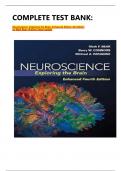 COMPLETE TEST BANK:  Neuroscience: Exploring the Brain, Enhanced Edition 4th Edition by Mark Bear (Author) latest update.