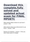 Download this complete,fully solved and updated actual exam for FINAL MPOETC