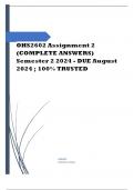 OHS2602 Assignment 2 (COMPLETE ANSWERS) Semester 2 2024 Course Occupational Health and Safety Law (OHS2602) Institution University Of South Africa (Unisa) Book Occupational health and safety law