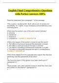 English Final Assessment Questions with Perfect Answers 100