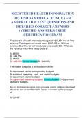 REGISTERED HEALTH INFORMATION TECHNICIAN RHIT ACTUAL EXAM AND PRACTICE TEST QUESTIONS AND DETAILED CORRECT ANSWERS (VERIFIED ANSWERS) | RHIT CERTIFICATION EXAM