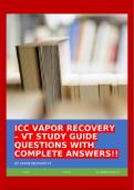 ICC VAPOR RECOVERY – VT STUDY GUIDE QUESTIONS WITH COMPLETE ANSWERS!!