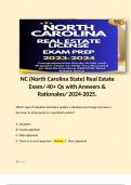 NC (North Carolina State) Real Estate Exam/ 40+ Qs with Answers & Rationales/ 2024-2025. 