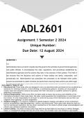 ADL2601 Assignment 1 (ANSWERS) Semester 2 2024 - DISTINCTION GUARANTEED