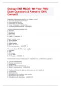 Otology ENT MCQS- 4th Year- PMU Exam Questions & Answers 100% Correct!!