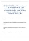 2024-2025 NEWEST State of Texas Security Level  1, 2 AND 3 Certification ACTUAL EXAM|  COMPREHENSIVE TEST BANK WITH ACTUAL  QUESTIONS WITH CORRECT EXPERT VERIFIED  ANSWERS | ALREADY GRADED A+ |  GUARANTEED EXAM SUCCESS