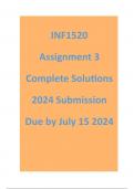 INF1520 Assignment 3 Complete Solutions 2024 Submission Due by July 15 2024