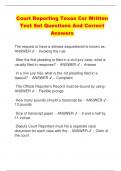 Court Reporting Texas Csr Written Test Set Questions And Correct  Answers