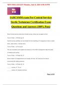 IAHCSMM exam For Central Services Sterile Technician Certification Exam Questions and Answers (100% Pass)