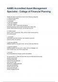 AAMS Accredited Asset Management Specialist - College of Financial Planning Exam 2024/2025 Questions With Completed & Verified Solutions.