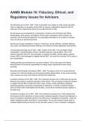 AAMS Module 10: Fiduciary, Ethical, and Regulatory Issues for Advisers Exam 2024/2025 Questions With Completed & Verified Solutions.