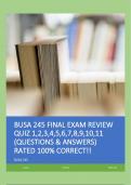 BUSA 245 FINAL EXAM REVIEW QUIZ 1,2,3,4,5,6,7,8,9,10,11 (QUESTIONS & ANSWERS) RATED 100% CORRECT!!