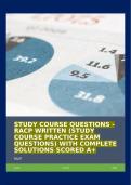 STUDY COURSE QUESTIONS - RACP WRITTEN (STUDY COURSE PRACTICE EXAM QUESTIONS) WITH COMPLETE SOLUTIONS SCORED A+