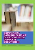 COMMERCIAL BANKING EXAM #1 QUESTIONS WITH COMPLETE SOLUTIONS!!