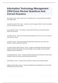 Information Technology Management C954 Exam Review Questions And Correct Answers.