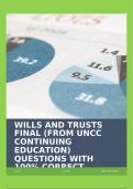 WILLS AND TRUSTS FINAL (FROM UNCC CONTINUING EDUCATION) QUESTIONS WITH 100% CORRECT ANSWERS!!