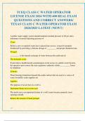 TCEQ CLASS C WATER OPERATOR  LICENSE EXAM 2024 WITH 400 REAL EXAM  QUESTIONS AND CORRECT ANSWERS/  TEXAS CLASS C WATER OPERATOR EXAM  2024/2025 LATEST (NEW!!)