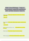 AQA A level Biology - Topic 6 - survival and response questions with verified answers rated A+