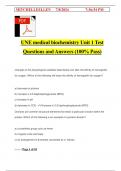 UNE medical biochemistry Unit 1 Test Questions and Answers (100% Pass)