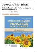 COMPLETE TEST BANK  Evidence-Based Practice For Nurses: Appraisal And Application Of Research 6th Edition By Nola A. Schmidt, Janet M. Brown Latest