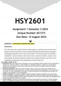 HSY2601 Assignment 1 (ANSWERS) Semester 2 2024 - DISTINCTION GUARANTEED