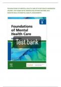 FOUNDATIONS OF MENTAL HEALTH CARE 8TH EDITION BY MORRISON VALFRE| TEST BANK WITH VERIFIED SOLUTIONS HELPING YOU MASTER SKILLS IN MENTAL HEALTH ASSESSMENT|