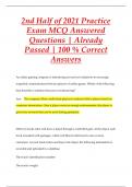 2nd Half of 2021 Practice  Exam MCQ Answered Questions | Already  Passed | 100 % Correct  Answers