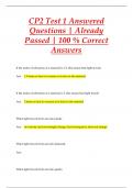 CP2 Test 1 Answered Questions | Already  Passed | 100 % Correct  Answers