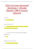 LEO cert exam Answered Questions | Already  Passed | 100 % Correct  Answers