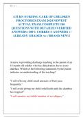 ATI RN NURSING CARE OF CHILDREN  PROCTORED EXAM 2024 NEWEST  ACTUAL EXAM COMPLETE 140  QUESTIONS WITH DETAILED VERIFIED  ANSWERS (100% CORRECT ANSWERS ) /  ALREADY GRADED A+ / BRAND NEW!!