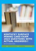 KENTUCKY SURFACE MINING CARD EXAM 2024 QUESTIONS WITH ACTUAL ANSWERS!!