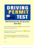 DMV NC Permit Test/ 40+ Qs & Ans/ 2024-2025.  