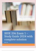 BIOE 206 Exam 1,2 and 3 study guides updated 2024/2025;ace in your exams!!