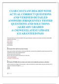 CLSB C10 EXAM 2024-2025 WITH  ACTUAL CORRECT QUESTIONS  AND VERIFIED DETAILED  ANSWERS |FREQUENTLY TESTED  QUESTIONS AND SOLUTIONS  |ALREADY GRADED  A+|NEWEST|LATEST UPDATE  |GUARANTEED PASS