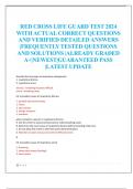 RED CROSS LIFE GUARD TEST 2024  WITH ACTUAL CORRECT QUESTIONS  AND VERIFIED DETAILED ANSWERS  |FREQUENTLY TESTED QUESTIONS  AND SOLUTIONS |ALREADY GRADED  A+|NEWEST|GUARANTEED PASS  |LATEST UPDATE