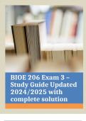      BIOE 206 Exam 3 – Study Guide Updated 2024/2025 with complete solution