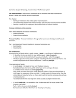 Economics summary chapter 24 Saving, investment and the financial system