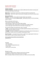 Economics Summary Chapter 14 Market structures I: Monopoly