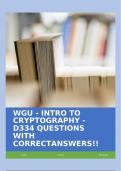 WGU - INTRO TO CRYPTOGRAPHY - D334 QUESTIONS WITH CORRECTANSWERS!!