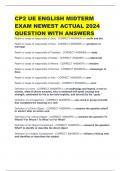 CP2 UE ENGLISH MIDTERM EXAM NEWEST ACTUAL 2024 QUESTION WITH ANSWERS